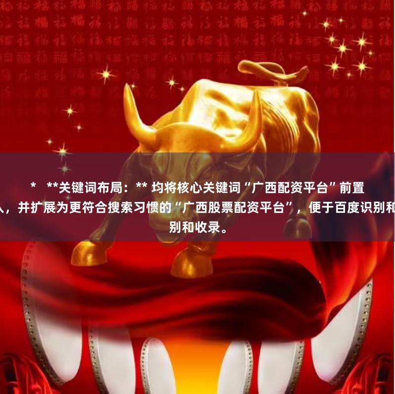 *   **关键词布局：** 均将核心关键词“广西配资平台”前置或融入，并扩展为更符合搜索习惯的“广西股票配资平台”，便于百度识别和收录。